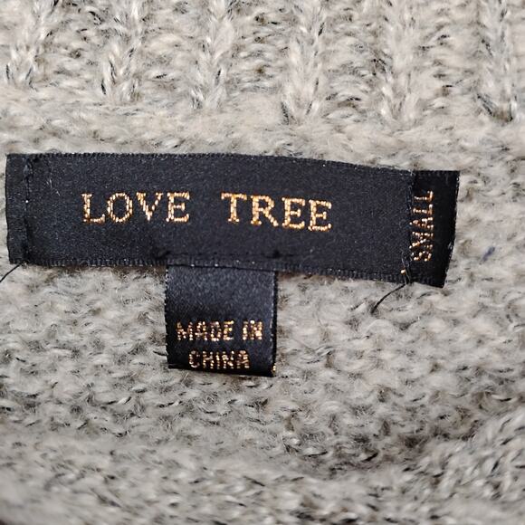Love Tree Knit Oatmeal Sweater Top Size Small Lace Up V Neck Long Sleeve - Picture 6 of 8